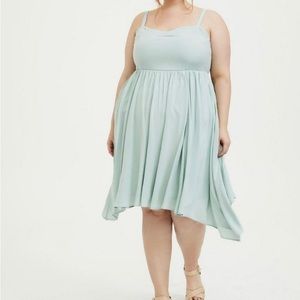 Torrid Mint Challis Sharkbite Skater Dress Size 12 Large